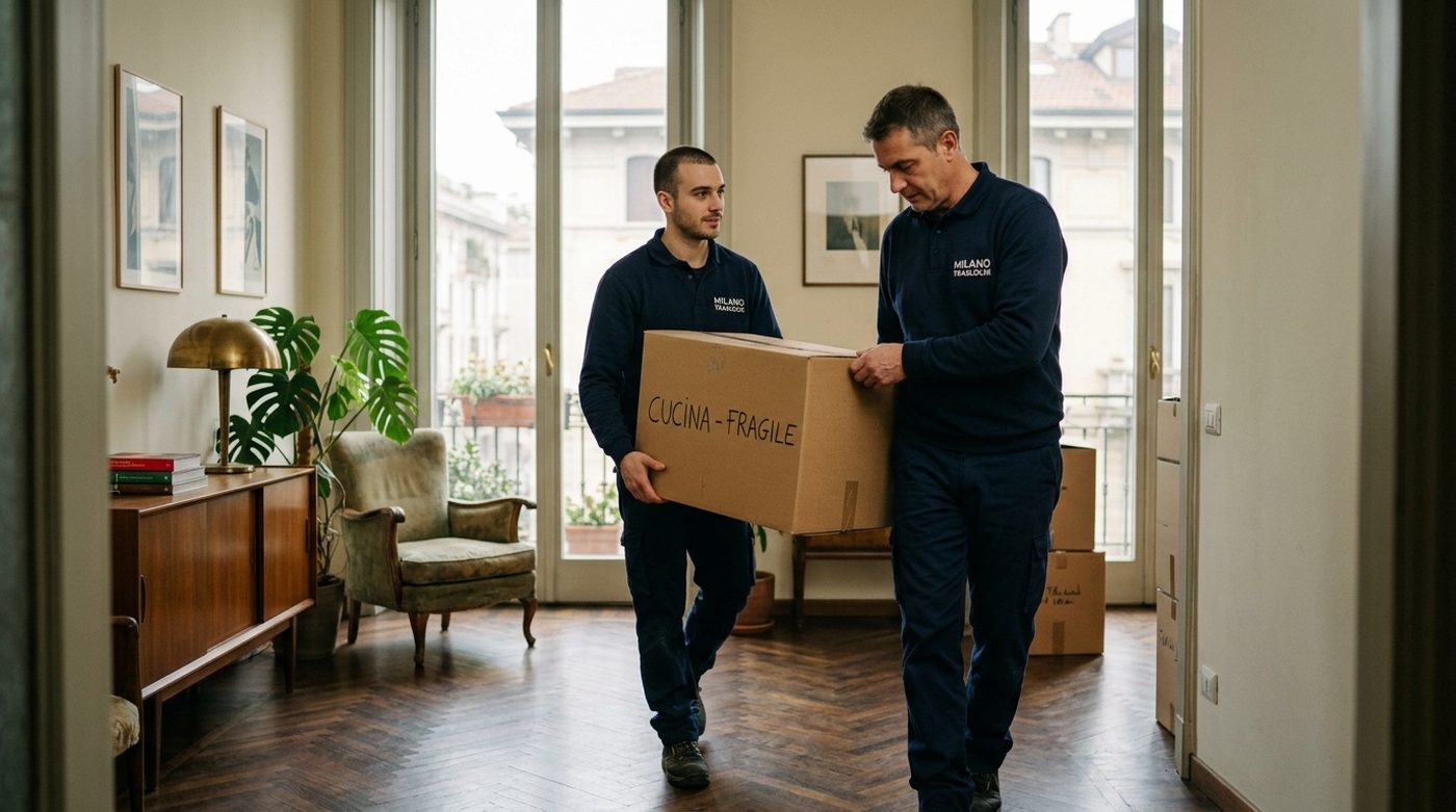 La squadra di Sgombero Casa al lavoro in un appartamento milanese